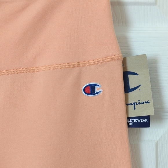 Champion Everyday Classic Cotton High Waisted Soft Bike Shorts Peach Orange M - Picture 3 of 11